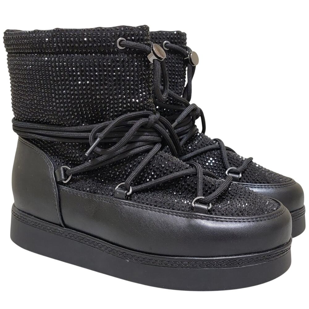 INC INTL Concepts Brooklynn Platform Rhinestone Covered Booties Size US 6M Black